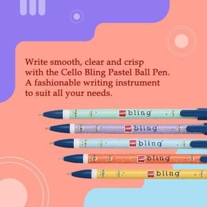 Cello Bling Pastel Ball Pen | Blue Ball Pen 0.7 mm (5pcs) - Image 3