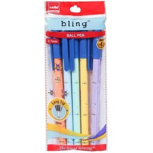 Cello Bling Pastel Ball Pen | Blue Ball Pen 0.7 mm (5pcs)