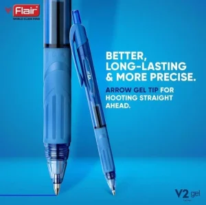 Flair V2 Retractable 0.7mm Blue Gel Pen Box Pack of 10 Pens - Image 3