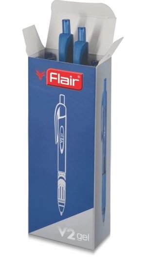 Flair V2 Retractable 0.7mm Blue Gel Pen Box Pack of 10 Pens