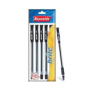 Reynolds Brite Black Ball Pen with comfortable grip | 0.7 mm (5Pcs)