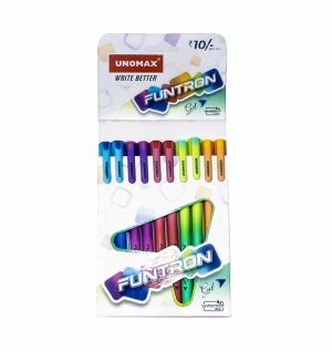Unomax Funtron Blue Gel Pen Set of 10 Pens