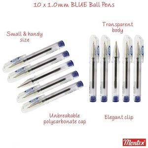Montex Hy-Kid 10 Blue Ball Pen (set of 10 pens) Fancy Small gift pen - Image 6